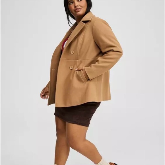 Torrid Camel Double-Breasted Pea Coat - Picture 2 of 6